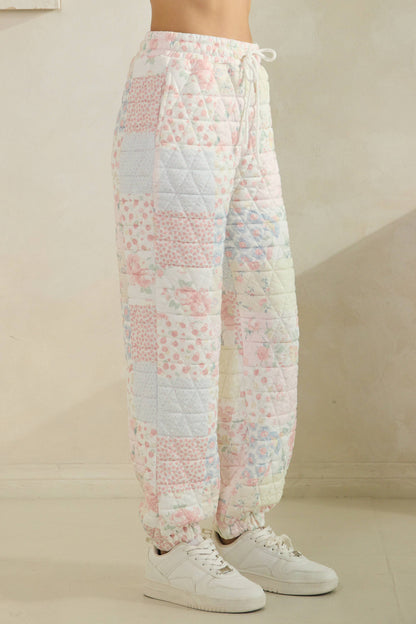 Floral textured lounge pants