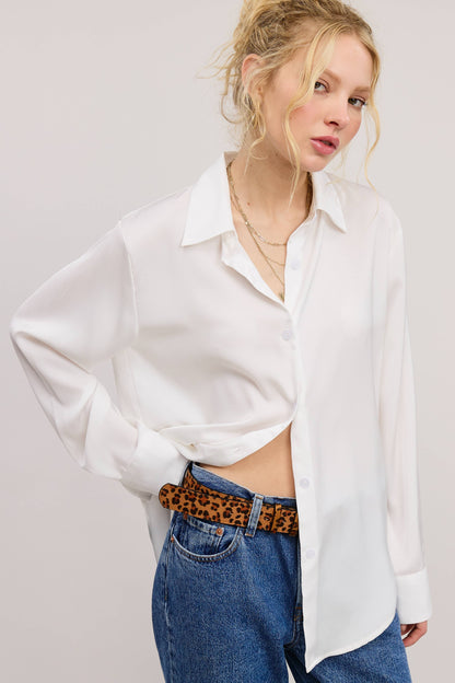 Silky Satin Button Down Blouse