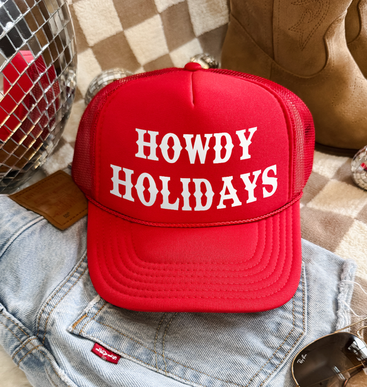 Howdy Holidays Christmas Red Otto Trucker Hat