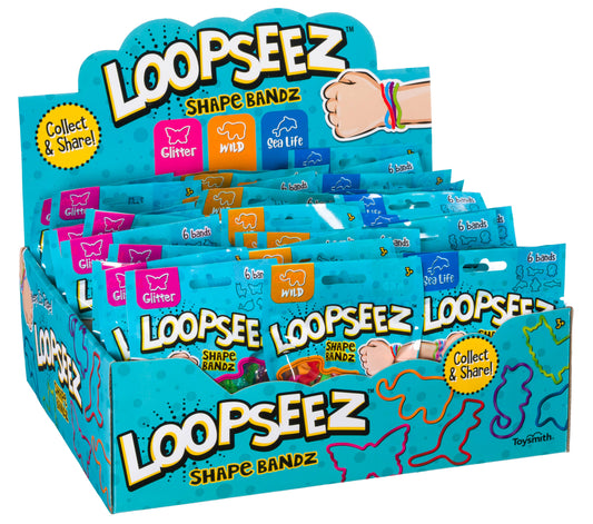 Loopseez Bands Asst 1, Wild Life, Sea Life & Glitter Shapes
