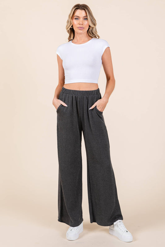RIB WIDE-LEG PANTS