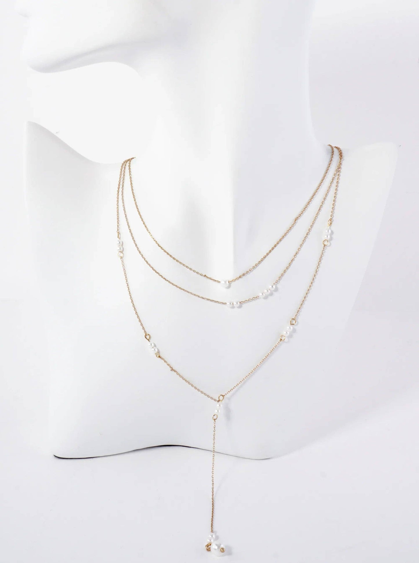 Multi Layer Y Shaped Necklace With Pearls