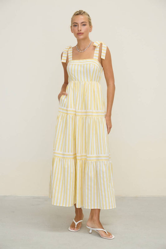 STRIPE TIE MIDI DRESS