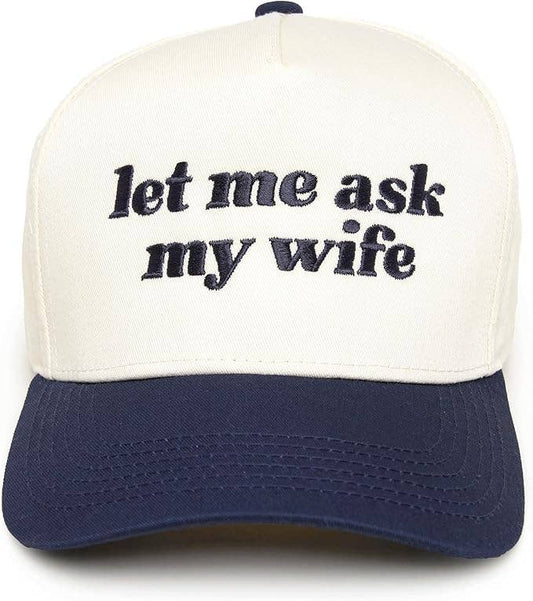 Two Tone Cap - Let Me Ask My Wife - Beige/Navy