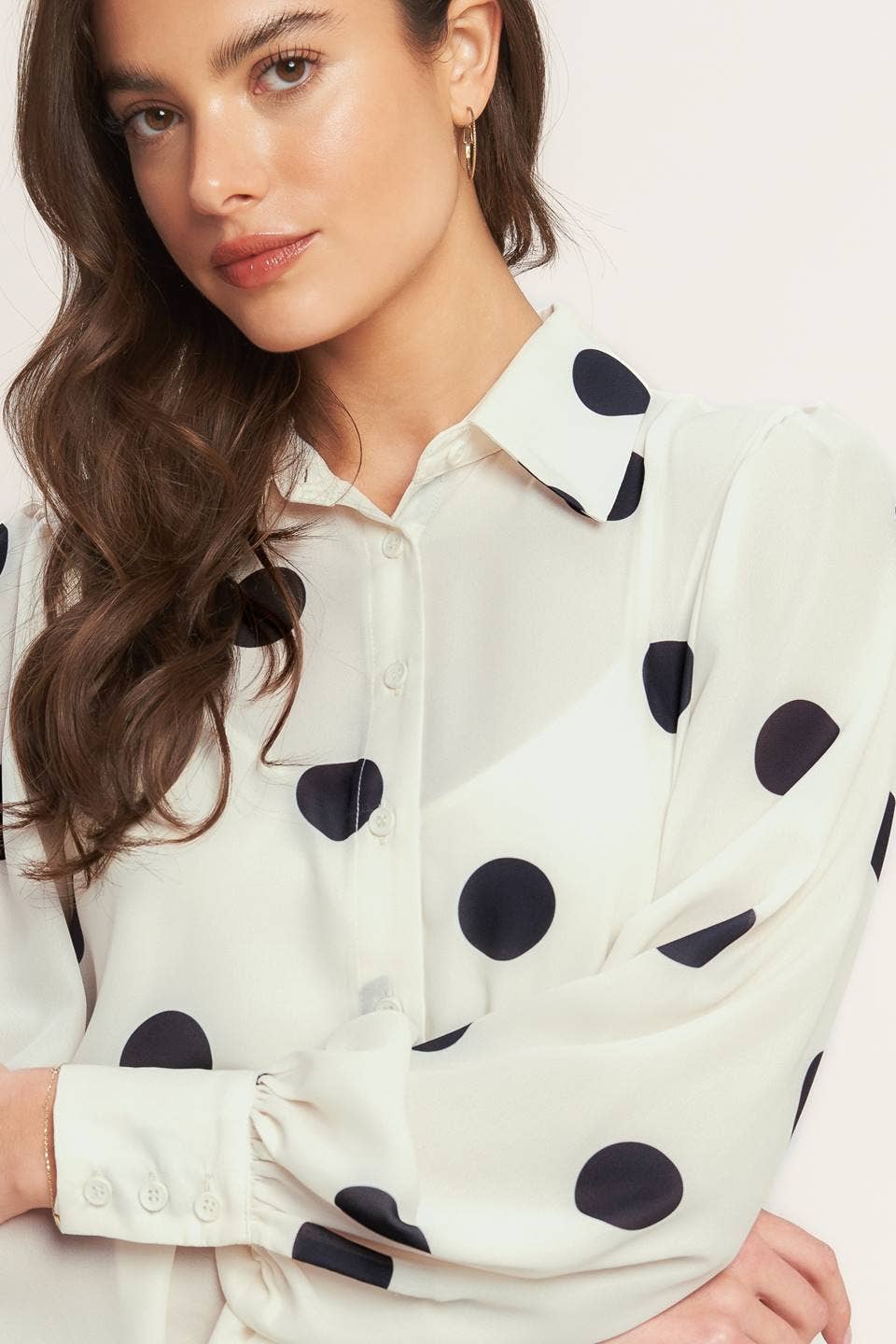Polka dot printed woven top