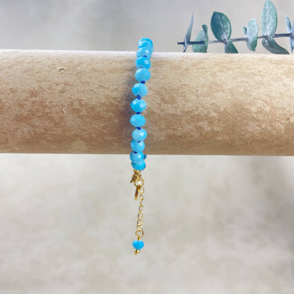 Barb// Blue Neon Crystal Beaded Handknotted Bracelet