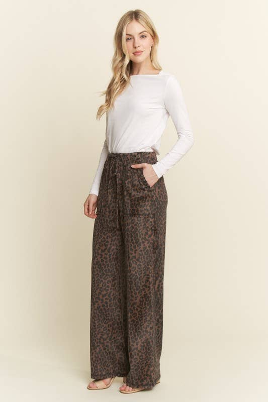 Wide Leg Animal Urban Rib Pants
