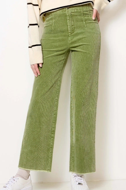 Mineral Washed High Waisted Wide Leg Corduroy Pants