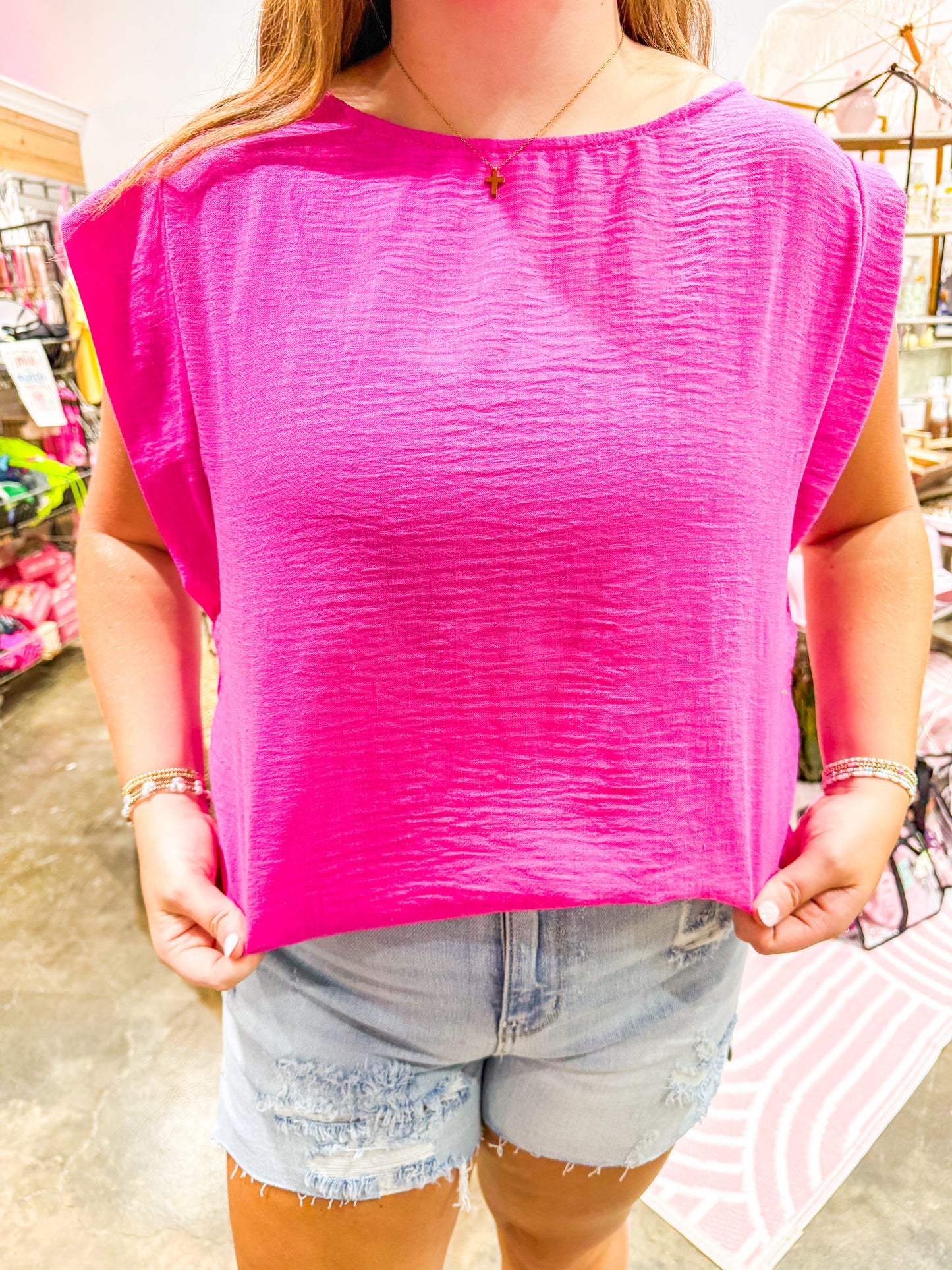 Linen Open Sleeve Top