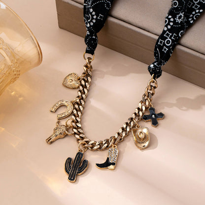 CHARM ANIMAL SCARF NECKLACE-WESTERN CROSS BOOT HAT | 80N9270