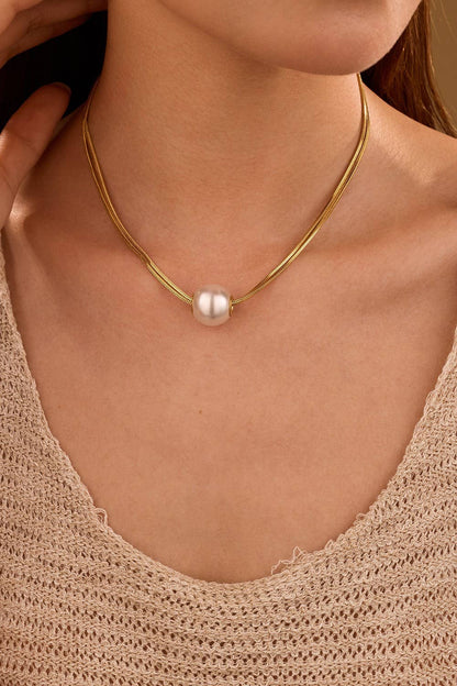 STAINLESS STEEL NON-TARNISH PEARL NECKLACE