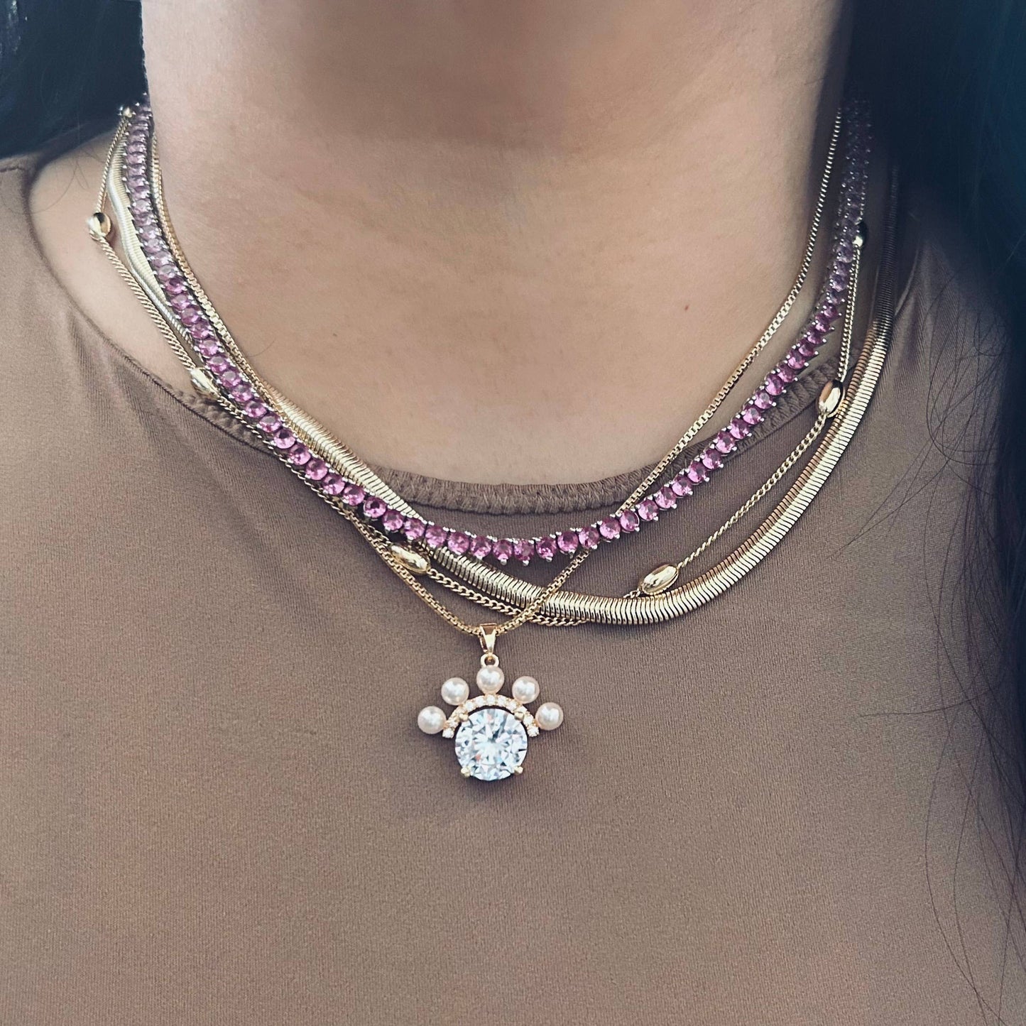 Snake chain herringbone link necklace gold filled 