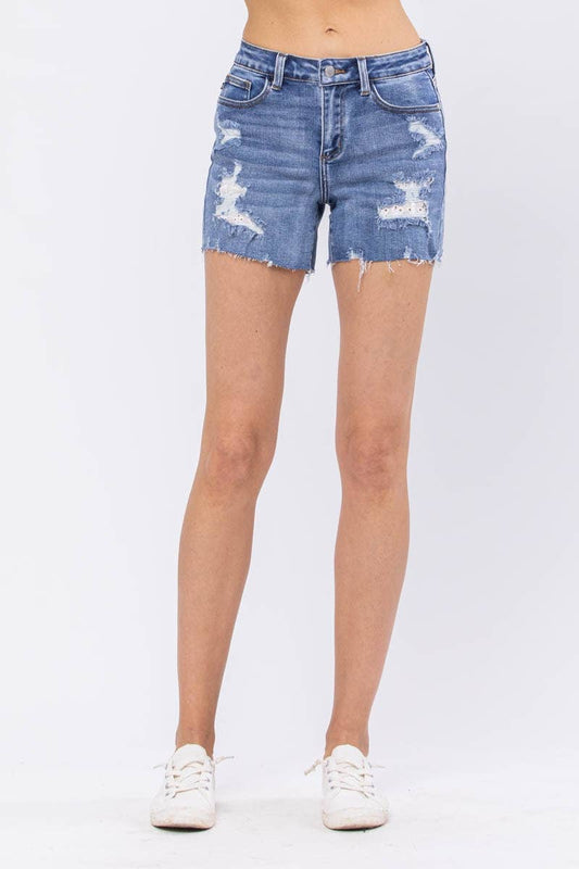 Lace Patch Destroy Shorts (XL Only)