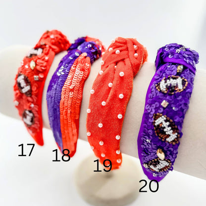 Football Headband, Game Day Headband, Sequin Headband
