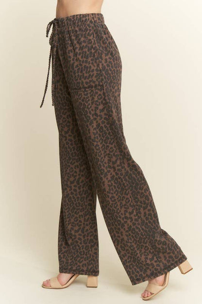 Wide Leg Animal Urban Rib Pants