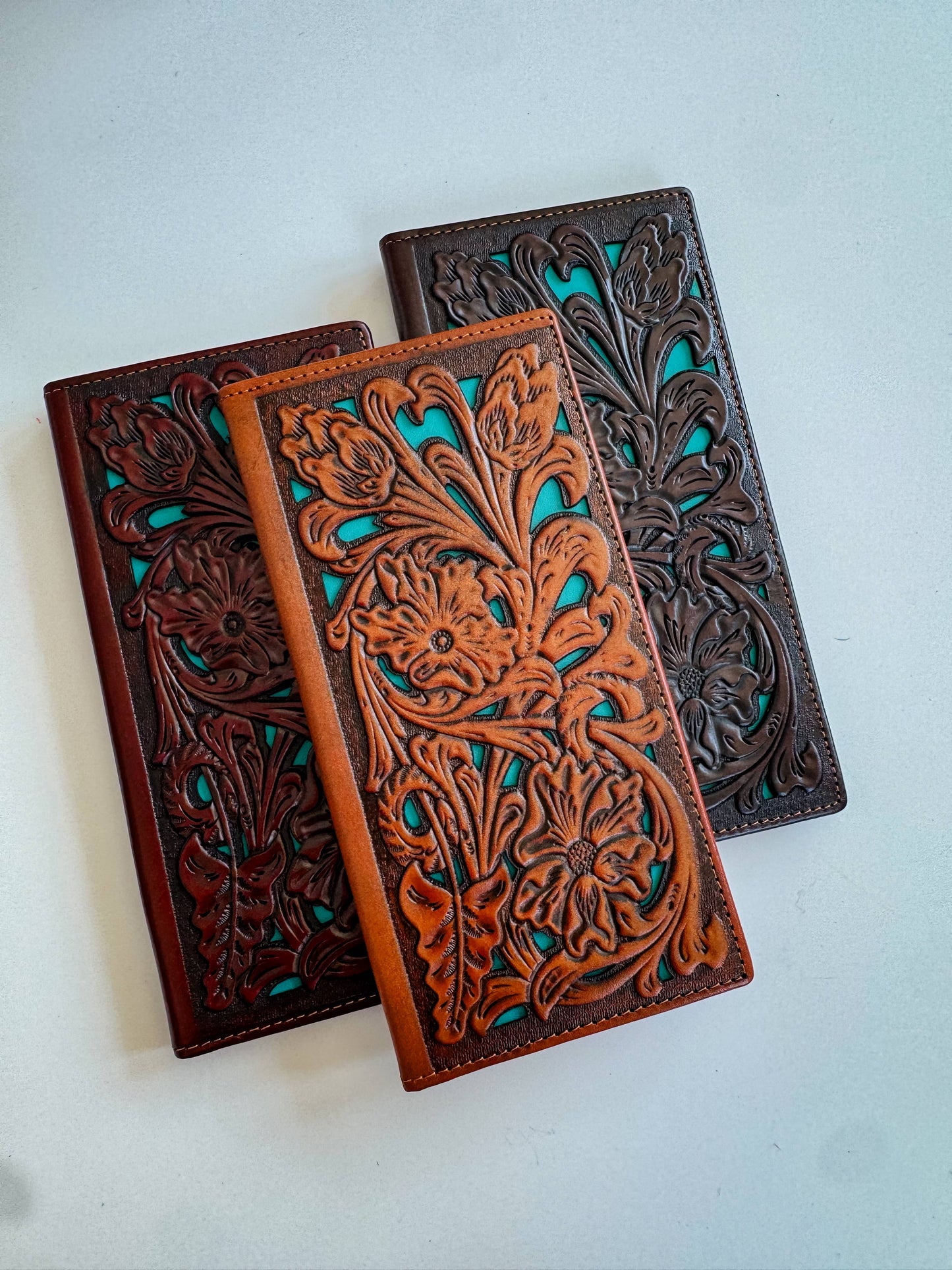 Genuine Tooled Leather Bi-Fold Wallet