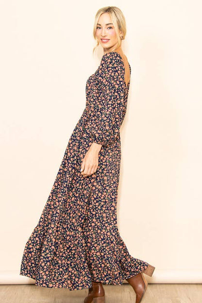 Reversible Floral Wide Flare Maxi Dress