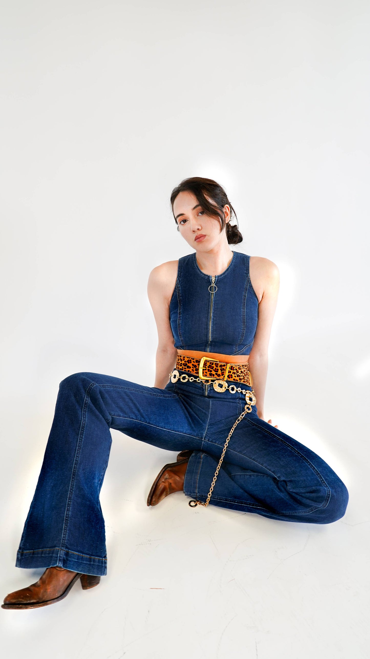 Zipper Lined Leopard Print Belt