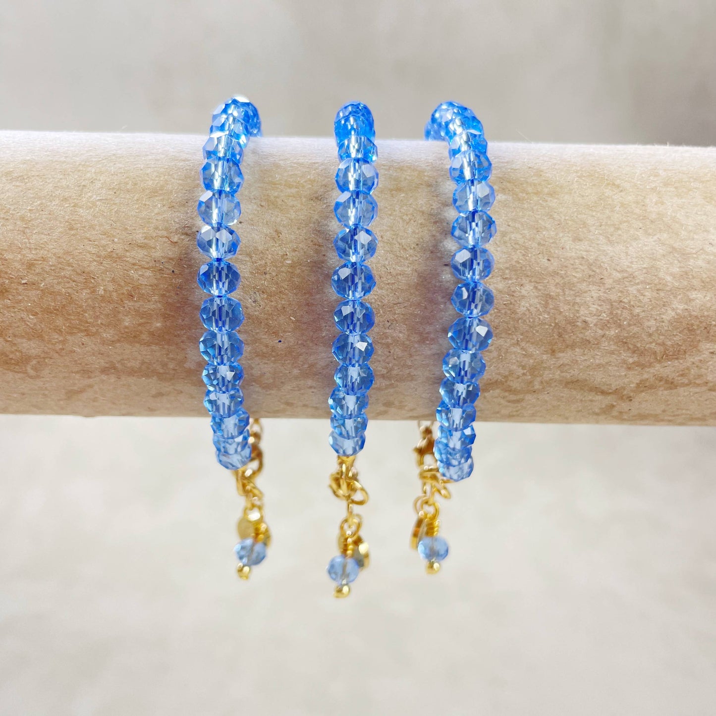 Gloria// Translucent Blue Crystal Beaded Bracelet