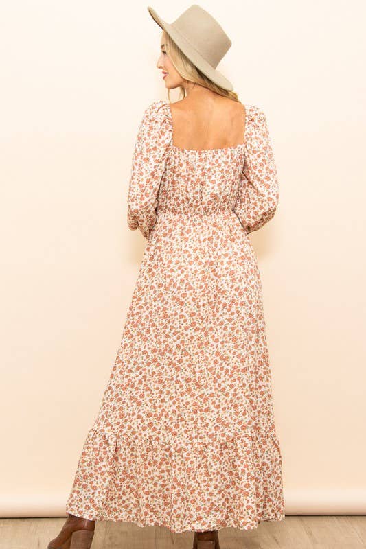 Reversible Floral Wide Flare Maxi Dress