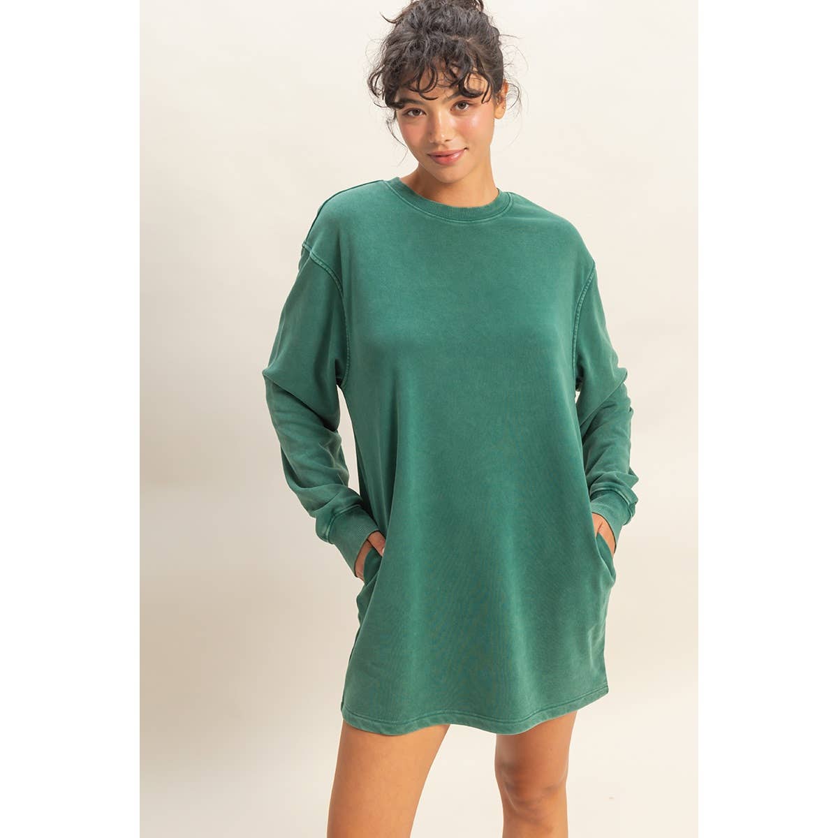 Mineral Washed Oversized Mini Sweatshirt Dress