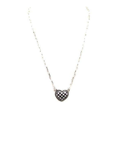 Checkered Heart Necklace