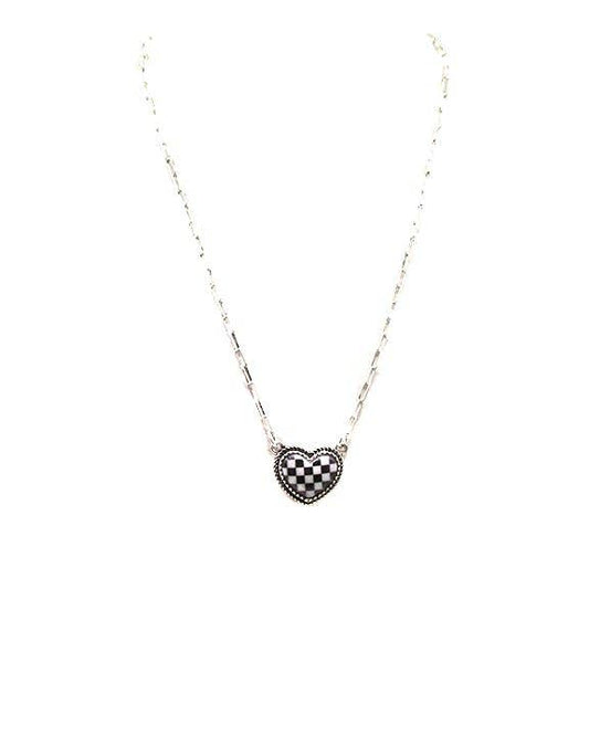 Checkered Heart Necklace