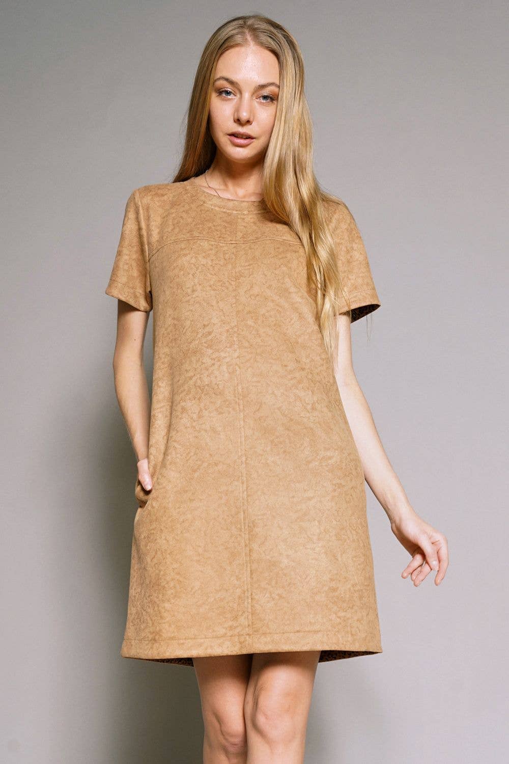Cheetah Lined Suede Dress