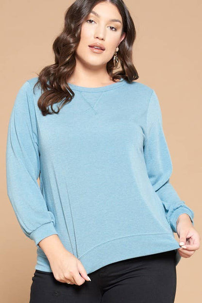 Plus Size Solid French Terry Pullover