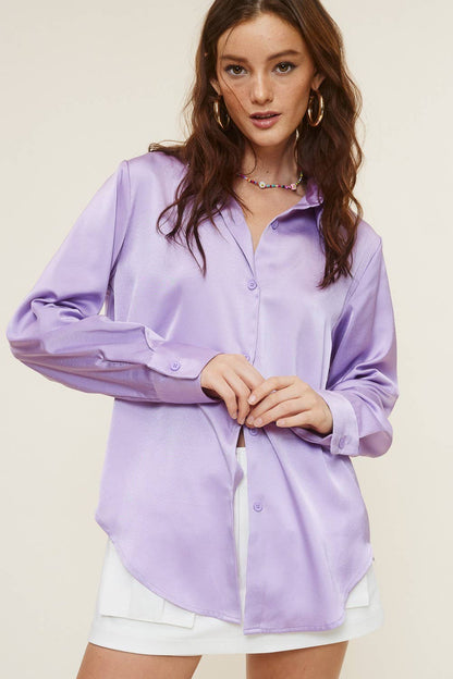Silky Satin Button Down Blouse