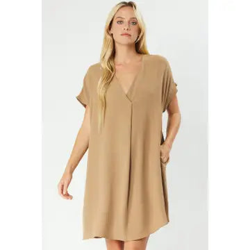 Mocha V Neck Dress