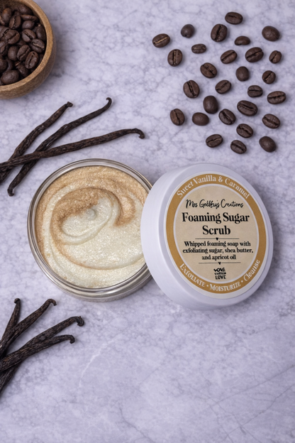 Sweet Vanilla & Caramel- 4oz Foaming Sugar Scrub