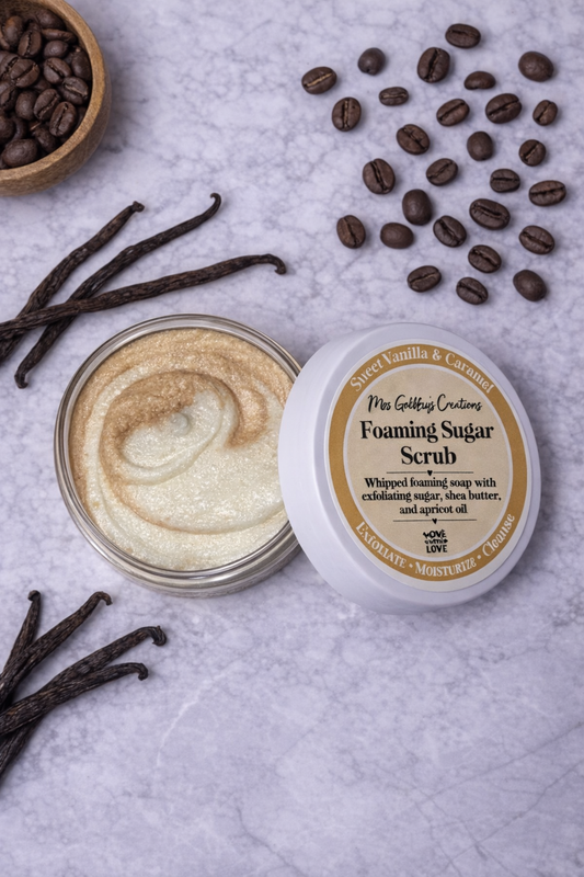 Sweet Vanilla & Caramel- 4oz Foaming Sugar Scrub