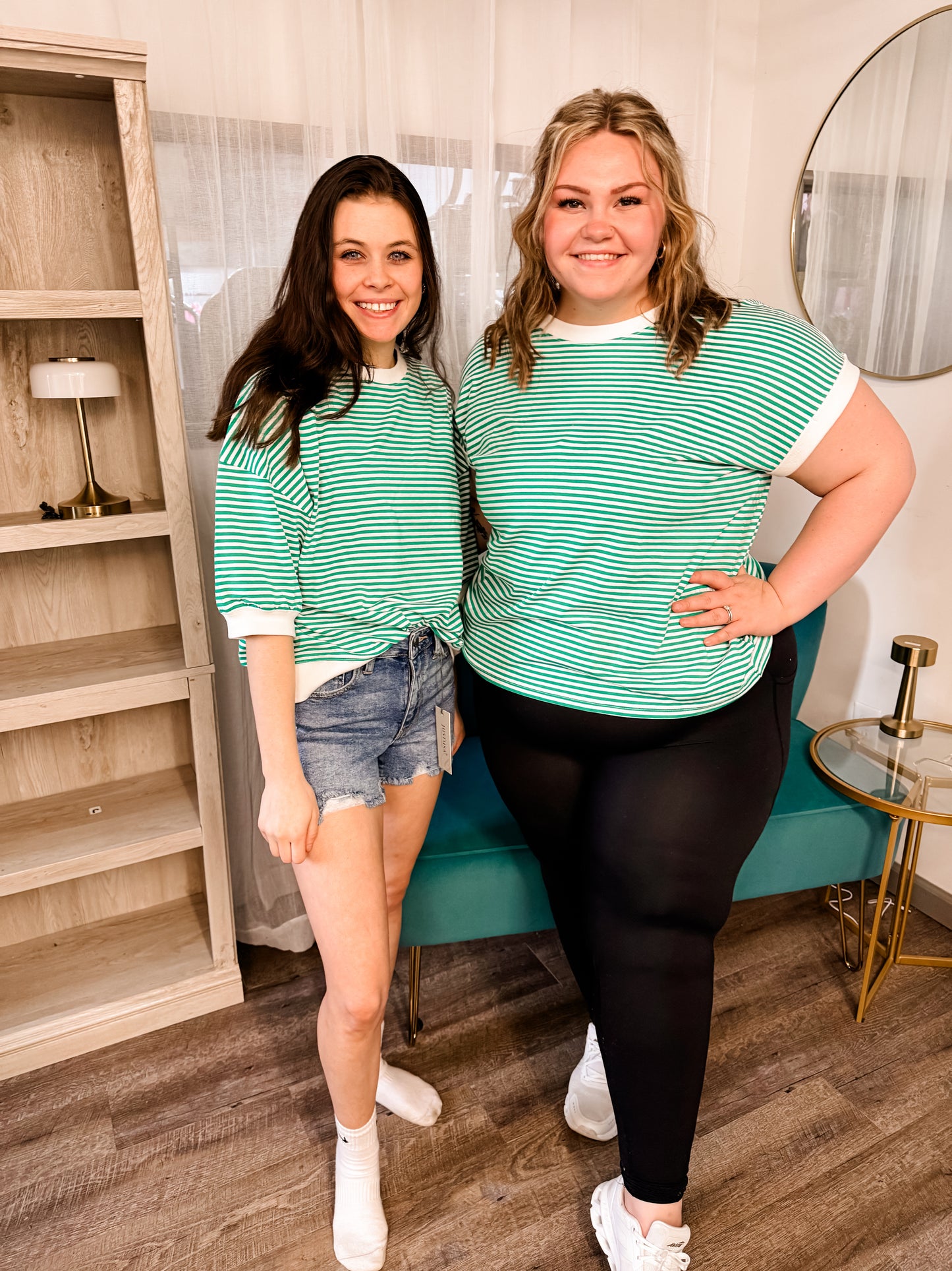 PLUS STRIPE CONTRAST TRIM TOP