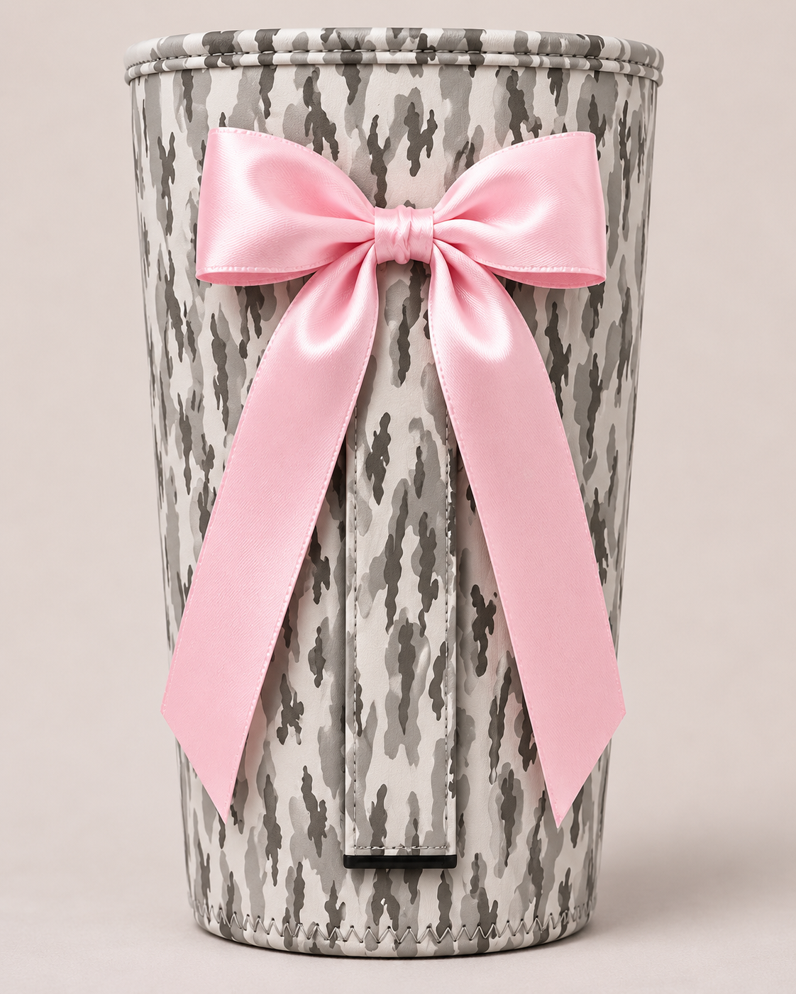 Desert Camo Pink Bow Koozie Tall