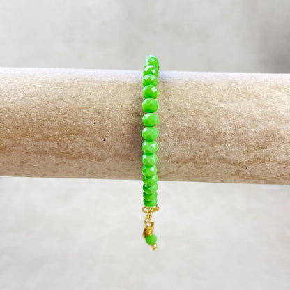Adjustable Green Crystal Beaded Bracelet