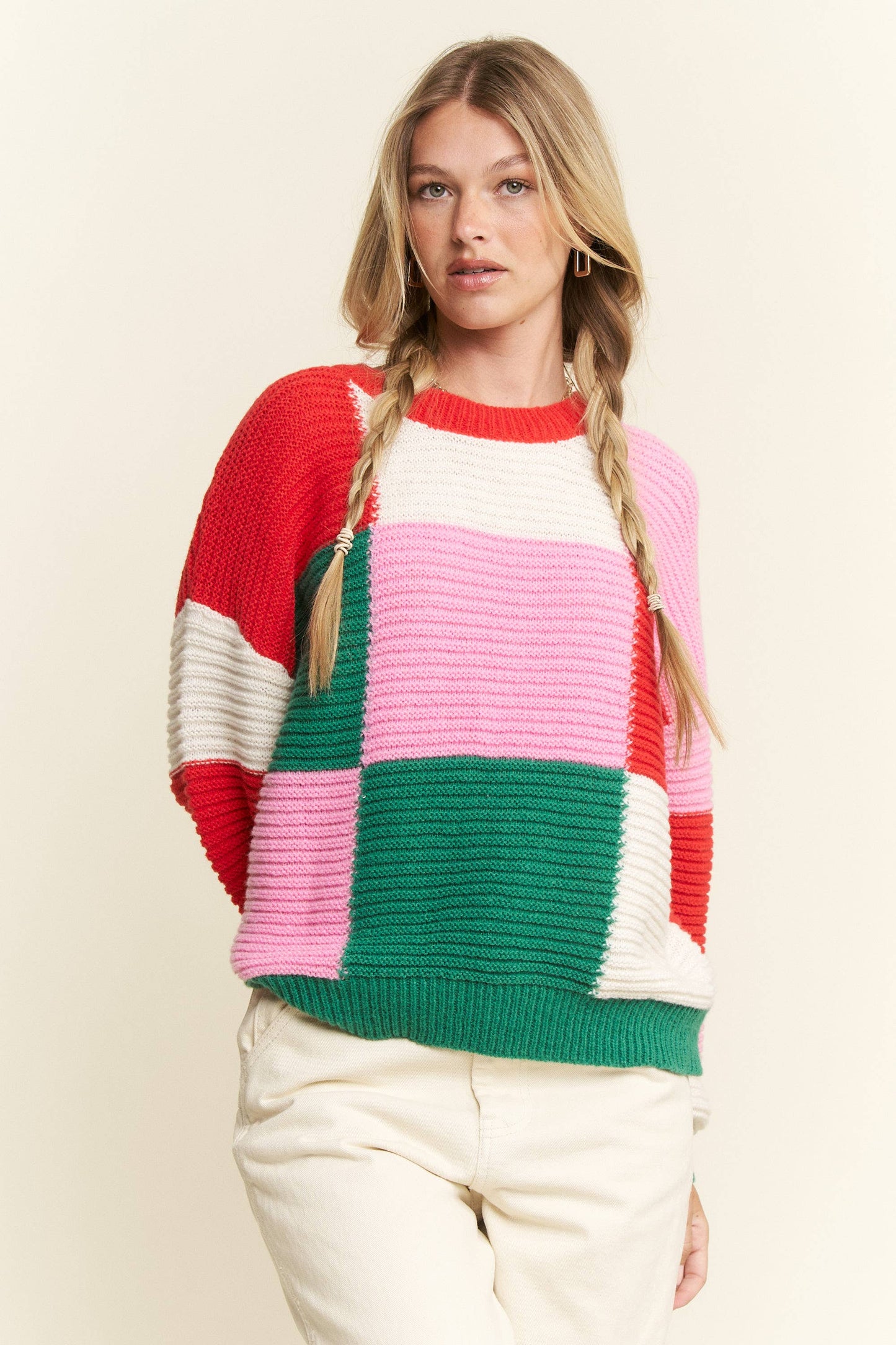 GEOMETRIC MULTICOLOR KNIT SWEATER