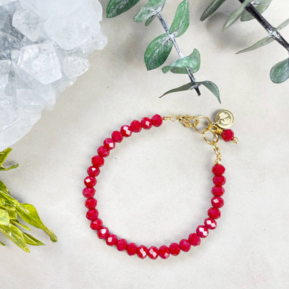 Gloria// Opaque Maroon Crystal Beaded Bracelet
