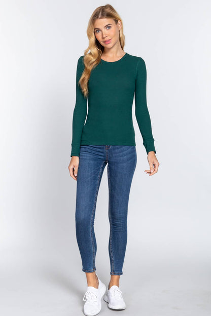 Long Sleeve Crew Neck Thermal Knit Top