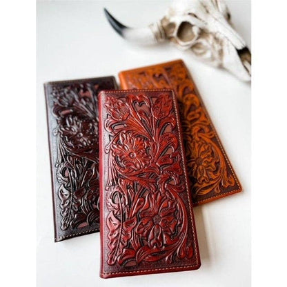 Genuine Tooled Leather Bi-Fold Wallet