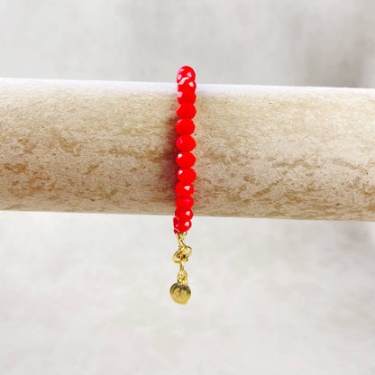 Gloria// Opaque Scarlet Crystal Beaded Bracelet