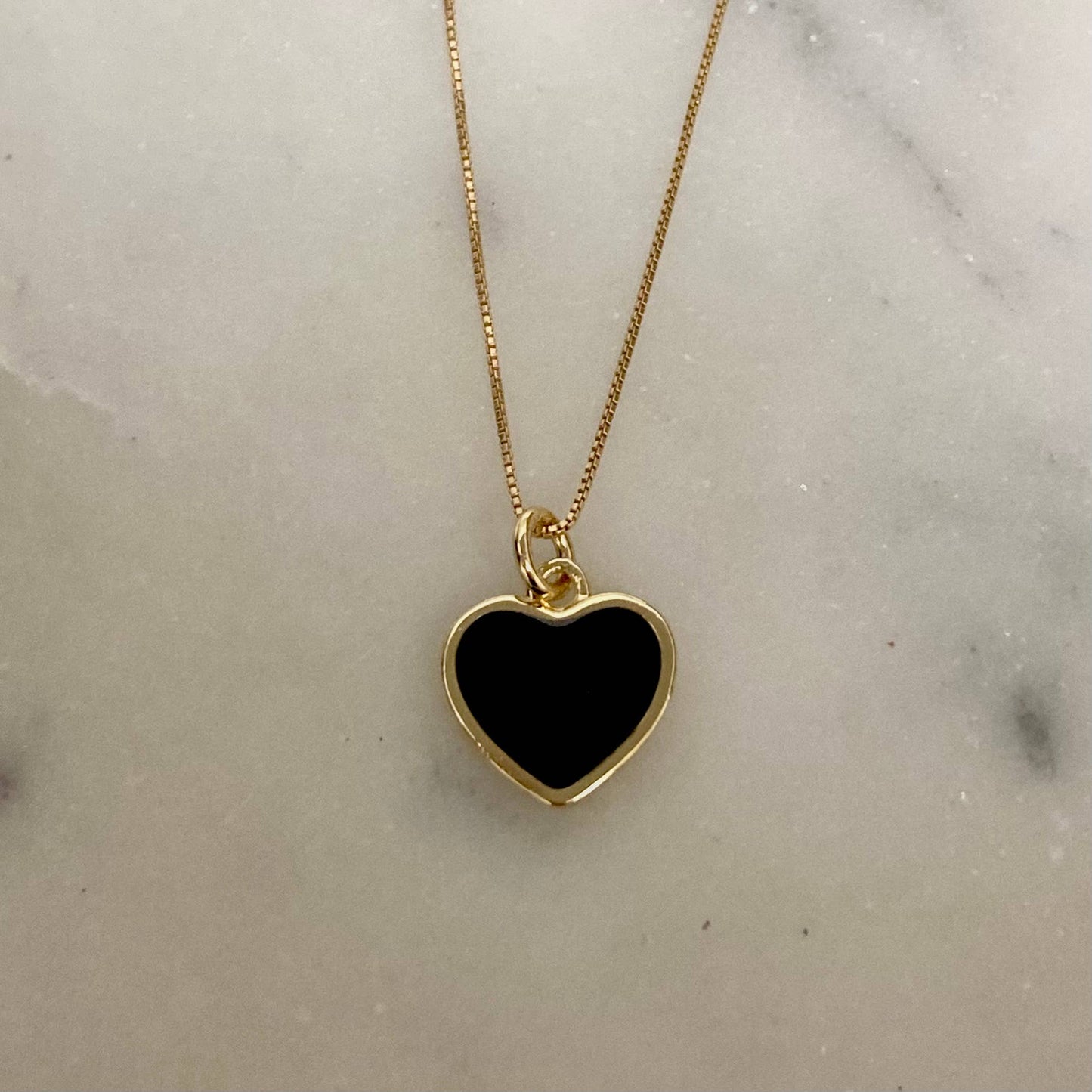 Black heart 18K gold plated gold-filled dainty necklace
