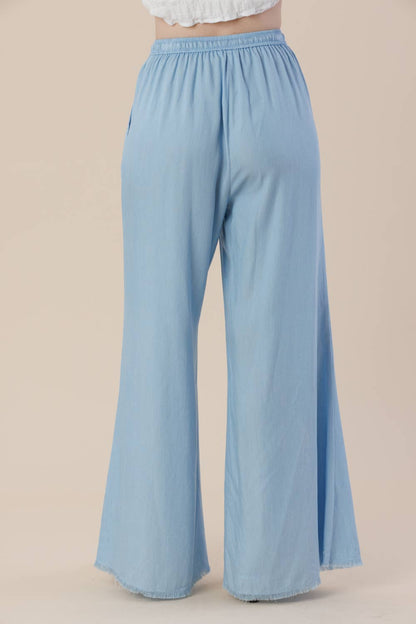 Tencel Pre-Washed Wide Leg Drawstring Pants