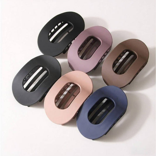 LARGE ROUND FLAT HAIR CLAW CLIP STRONG GRIP