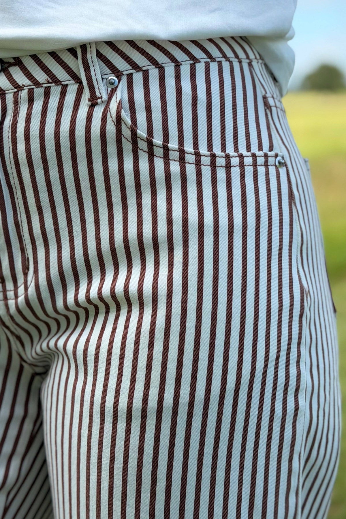 Bobbie Striped Barrel Jeans Brown