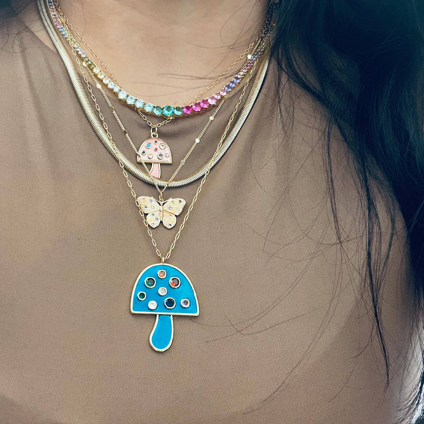 Snake chain herringbone link necklace gold filled 