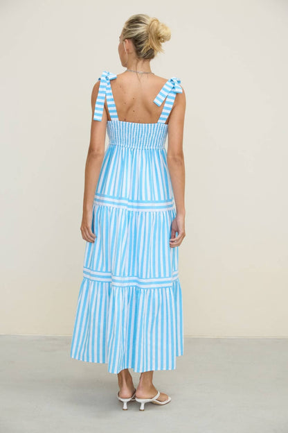 STRIPE TIE MIDI DRESS