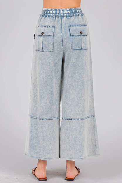 MINERAL WASHED TERRY KNIT PANTS DENIM
