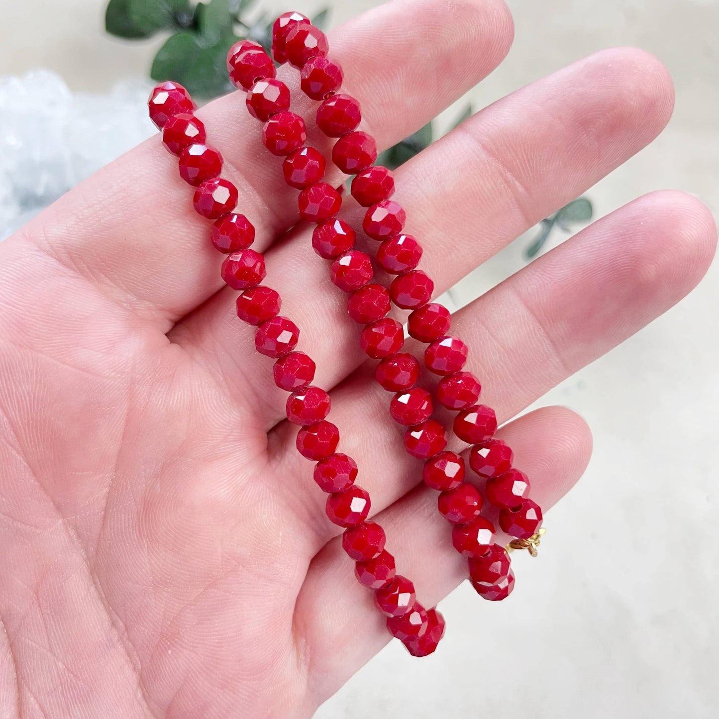 Gloria// Opaque Maroon Crystal Beaded Bracelet