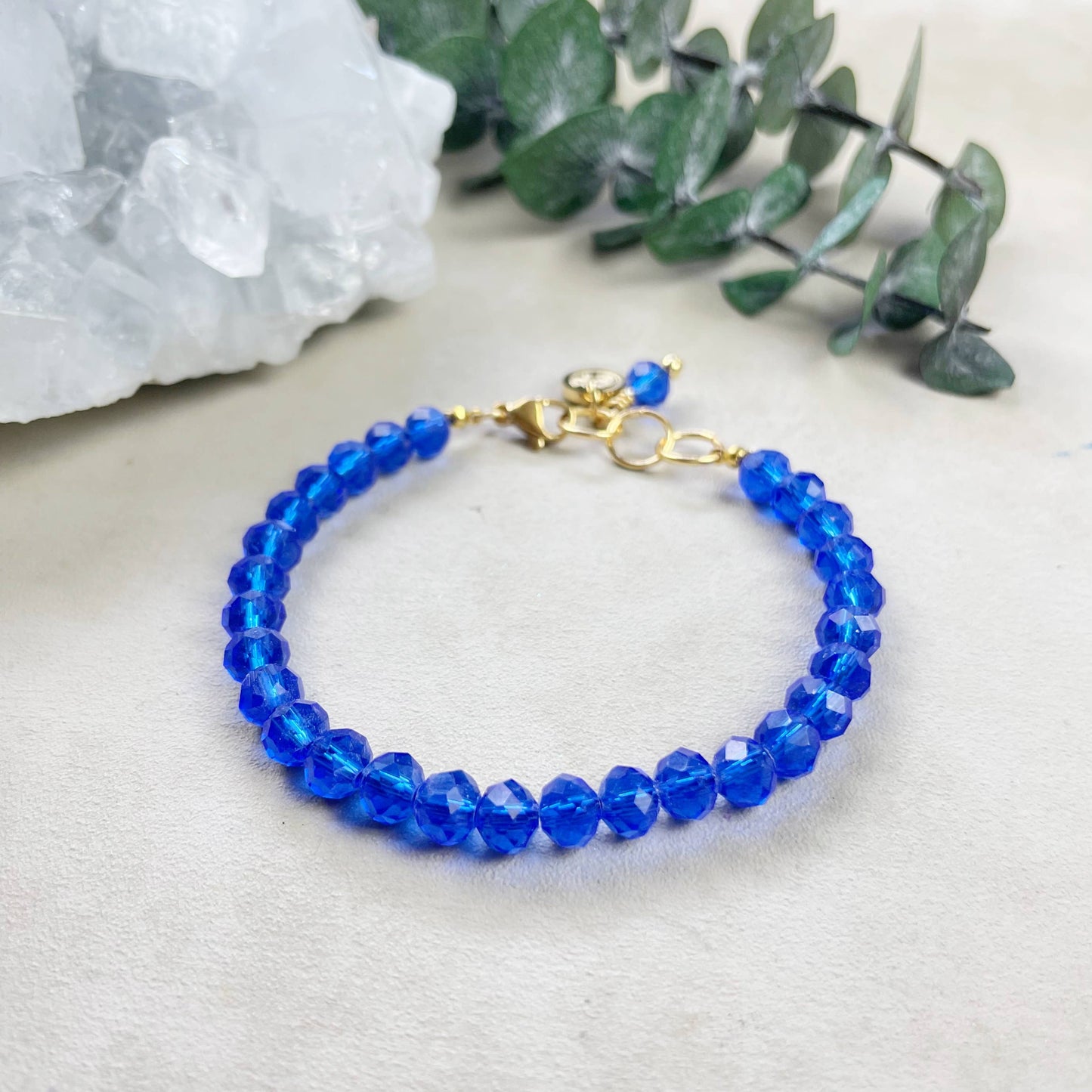Gloria// Translucent Cobalt Crystal Beaded Bracelet